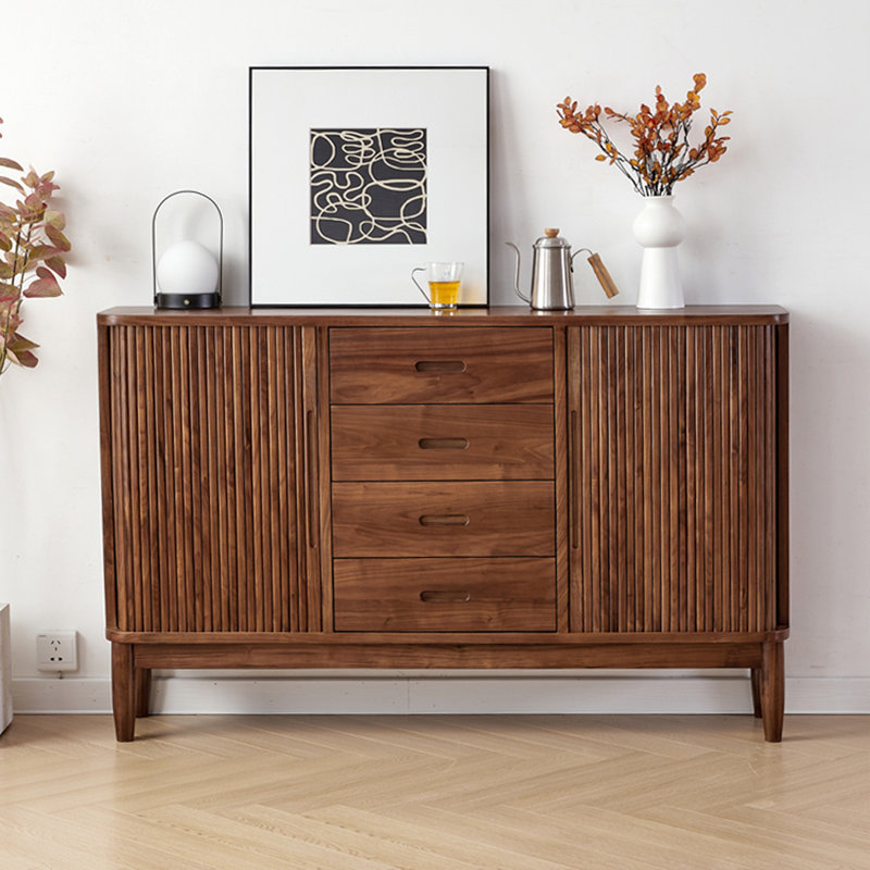 Sleek Walnut Buffet With Storage 63 Sideboard